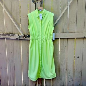 NWT House of Harlow 1960 Revolve Lime Vegan Leather Midi Trench Dress